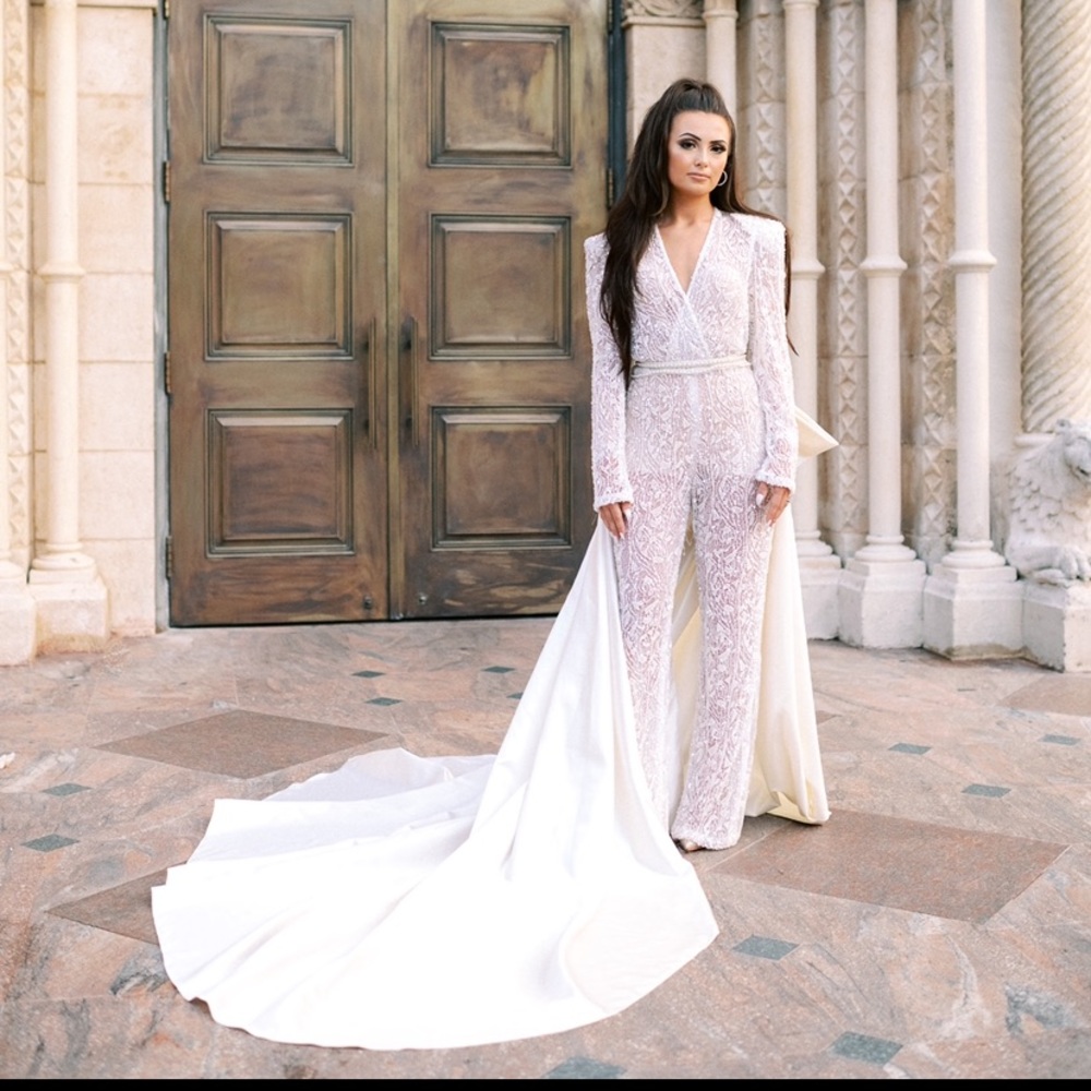 Galia Lahav FULL beaded Jumpsuit +detachable Skirt